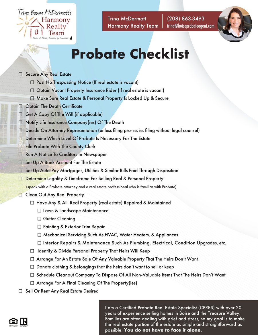 Preview of the Executor's Checklist for Selling an Inherited Property